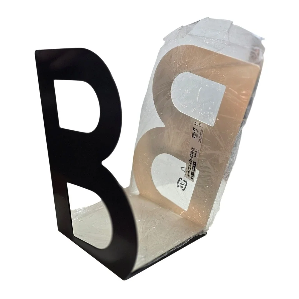 IKEA BILLY Bookends Set of 2 Black and White Letter B Metal 101.984.25 Vintage